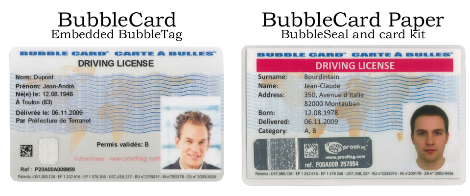 The BubbleCard comes in 2 forms - a plastic dye sublimation compatible card which works in most card printers, or a card and BubbleSeal kit to be printed on a regular printer, stuck with a BubbleSeal and laminated.