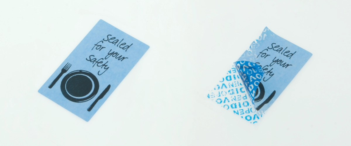 X-Safe BIO+ tamper evident labels, biodegradable and food safe.